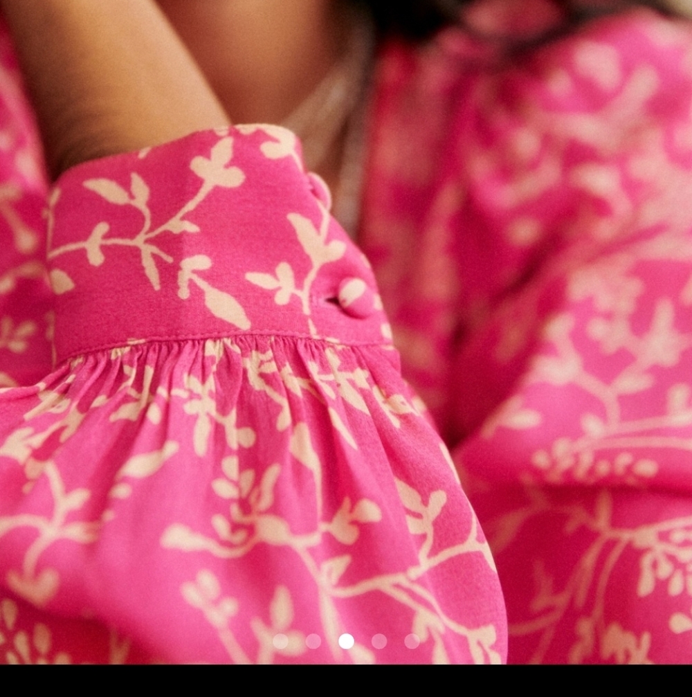 Sezane Brune Long Sleeved Pink Floral Blouse - Picture 3 of 6